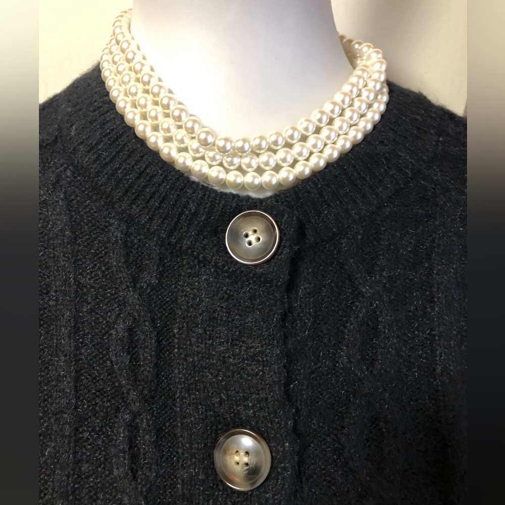 Chaps Black Cable-Knit Button Cardigan/sweater - Picture 5 of 11